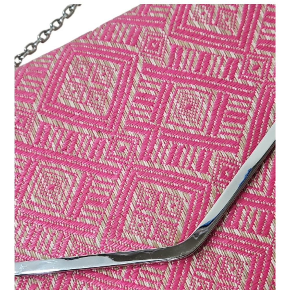 The Many Moods Of Poppie Jones Pink Rattan Chain Strap Purse or Clutch - Picture 5 of 9